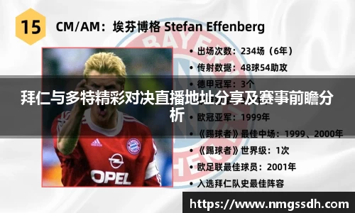 拜仁与多特精彩对决直播地址分享及赛事前瞻分析